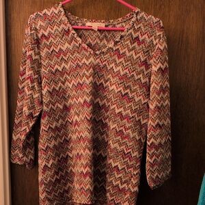 JM Collection Multicolor Chevron Blouse